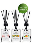 Japon Kiraz Çiçeği, Mandalina, Mango Çubuklu Oda Kokusu Esansiyel Uçucu Yağ 50 ml x 3'lü Set