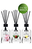 Lilyum, Sandal Ağacı, Vanilya Çubuklu Oda Kokusu Esansiyel Uçucu Yağ 50 ml x 3'lü Set