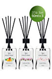 Mango Şakayık Sakura Çubuklu Oda Kokusu Esansiyel Uçucu Yağ 50 ml x 3'lü Set