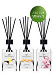 Vanilya, Kavun, Lilyum Çubuklu Oda Kokusu Esansiyel Uçucu Yağ 50 ml x 3'lü Set