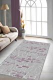 Pembe Taş Desenli Kaymaz Tabanlı Dekoratif Halı RO08