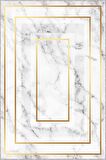 Krem Gold Çerçeveli Kaymaz Tabanlı Dekoratif Halı RV006