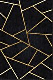 Siyah Gold Geometrik Kaymaz Tabanlı Dekoratif Halı RV161