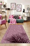 Pembe Modern Klasik Kaymaz Tabanlı Dekoratif Halı RV186