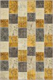 Sarı Patchwork Kaymaz Taban Makinede Yıkanabilir Halı RV227