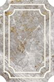 Gri Gold Çerçeveli Kaymaz Tabanlı Lazer Kesim Halı RV311
