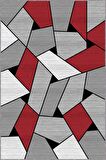 Kırmızı Geometrik Kaymaz Tabanlı Dekoratif Halı WL06