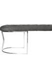 Viego Silver Puf Lüks Metal Gümüş Ayak, Chester Model Yatak Ucu Gri Bench