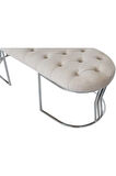 Viego Silver Puf Lüks Metal Gümüş Ayak, Chester Model Yatak Ucu Krem Bench