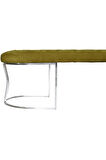 Viego Silver Puf Lüks Metal Gümüş Ayak, Chester Model Yatak Ucu Hardal Bench