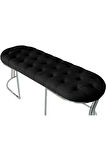 Viego Silver Puf Lüks Metal Gümüş Ayak, Chester Model Yatak Ucu Siyah Bench
