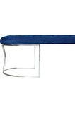 Viego Silver Puf Lüks Metal Gümüş Ayak, Chester Model Yatak Ucu Mavi Bench