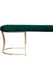 Viego Gold Yeşil Puf - Lüks Metal Gold Ayak, Chester Model Yatak Ucu Bench Puf