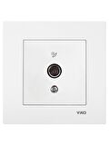 Viko Karre Uydu Prizi F Konnektörlü Geçişli 10dB Beyaz (Çerçeve Dahil) 90967038 (12 Adet)