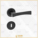 VİTORYA KOL YUVARLAK ROZETLİ SİYAH ODA KAPI KOLU