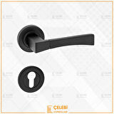 VİTORYA KOL YUVARLAK ROZETLİ SİYAH YALE KAPI KOLU