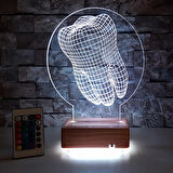 3d Diş Tasarımlı Led Lamba 16 Renkli Dişçi Hediyesi Gece Lambası