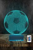 3D 3 Boyutlu Gece Lambası Futbol Topu Modelli 16 Renkli Kullanılabilen Masa Lambası