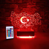 Doğum Günü Hediyesi Türkiye Tasarım Gece Lambası 16 Renkli 3d Lamba