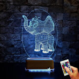 Yavru Fil Gece Lambası 3d Led Lamba Doğumgünü Hediyesi 16 Renkli