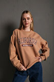 Kadın Vizon Calıfornıa Baskılı Oversize Sweatshirt