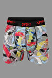 Erkek Desenli Premium Penye Pamuklu Likralı Boxer - 10'lu Set