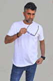 Erkek Beyaz Slim Fit Bisiklet Yaka Pamuk Elastan Basic Tişört