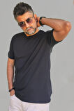 Erkek Siyah Slim Fit Bisiklet Yaka Pamuk Elastan Basic Tişört