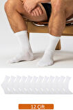 12'li Premium Erkek Beyaz Soket Çorap