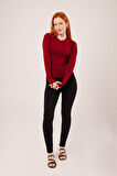 Uzun Kollu Basic Bordo Bluz