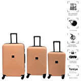 ANHELO Bowtie ABS Küçük (Kabin), Orta ve Büyük Boy 3'lü Valiz Seti