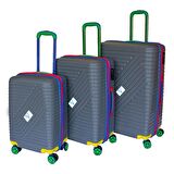 Vayomy Colours PP Line Orta Boy Gri Valiz 2 Yıl Garantili