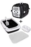 Açık Kedi Tuvaleti+Taşıma Sepeti+ Paspas + Kürek + Mama Kabı Kedi Seti-PAT1