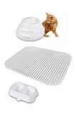 Lüks Kapalı Kedi Tuvaleti+Taşıma Sepeti+Yatak+Tırmalama+Paspas+3 Katlı Oyuncak+2li Büyük Mama Kabı K