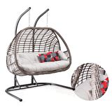 Capri Swing Oylat Çiftli Rattan Bahçe Balkon Salıncağı