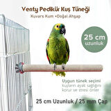 Vixpet Venty 25 cm Pedikür Kumlu Papağan Tüneği (Ø 25 mm) | Zımpara Tünek | Sağlık, Konfor ve Doğal Bakım Bir Arada | Ayak Sağlığını Destekleyen Ergonomik Tasarım