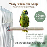 Vixpet Venty 30 cm Pedikür Kumlu Papağan Tüneği (Ø 25 mm) | Zımpara Tünek | Sağlık, Konfor ve Doğal Bakım Bir Arada | Ayak Sağlığını Destekleyen Ergonomik Tasarım