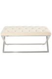 Varcera Silver Bench Çapraz Metal Ayaklı Kapitoneli Model Beyaz Puf