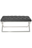 Varcera Silver Bench Çapraz Metal Ayaklı Kapitoneli Model Gri Puf