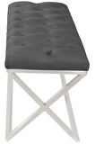 Varcera Silver Bench Çapraz Metal Ayaklı Kapitoneli Model Gri Puf