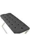 Varcera Silver Bench Çapraz Metal Ayaklı Kapitoneli Model Gri Puf