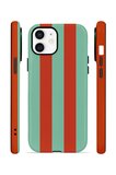 iPhone 11 Vorian Çift Katmanlı Kılıf Terracotta Mint Stripe