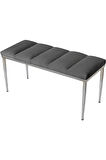 Vesta Silver Bench Luxery Metal Ayaklı Gri Puf