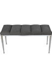Vesta Silver Bench Luxery Metal Ayaklı Gri Puf
