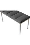 Vesta Silver Bench Luxery Metal Ayaklı Gri Puf