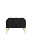 Vetra Mini Royal Siyah Kumaş Sandıklı Puf- Gold Ayak Dekoratif Bench Puf
