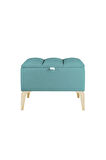 Vetra Mini Royal Turkuaz Kumaş Sandıklı Puf- Gold Ayak Dekoratif Bench Puf