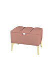 Vetra Mini Royal Pudra Kumaş Sandıklı Puf- Gold Ayak Dekoratif Bench Puf