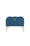 Vetra Mini Royal Mavi Kumaş Sandıklı Puf- Gold Ayak Dekoratif Bench Puf