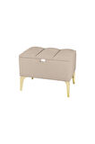Vetra Mini Royal Krem Kumaş Sandıklı Puf- Gold Ayak Dekoratif Bench Puf